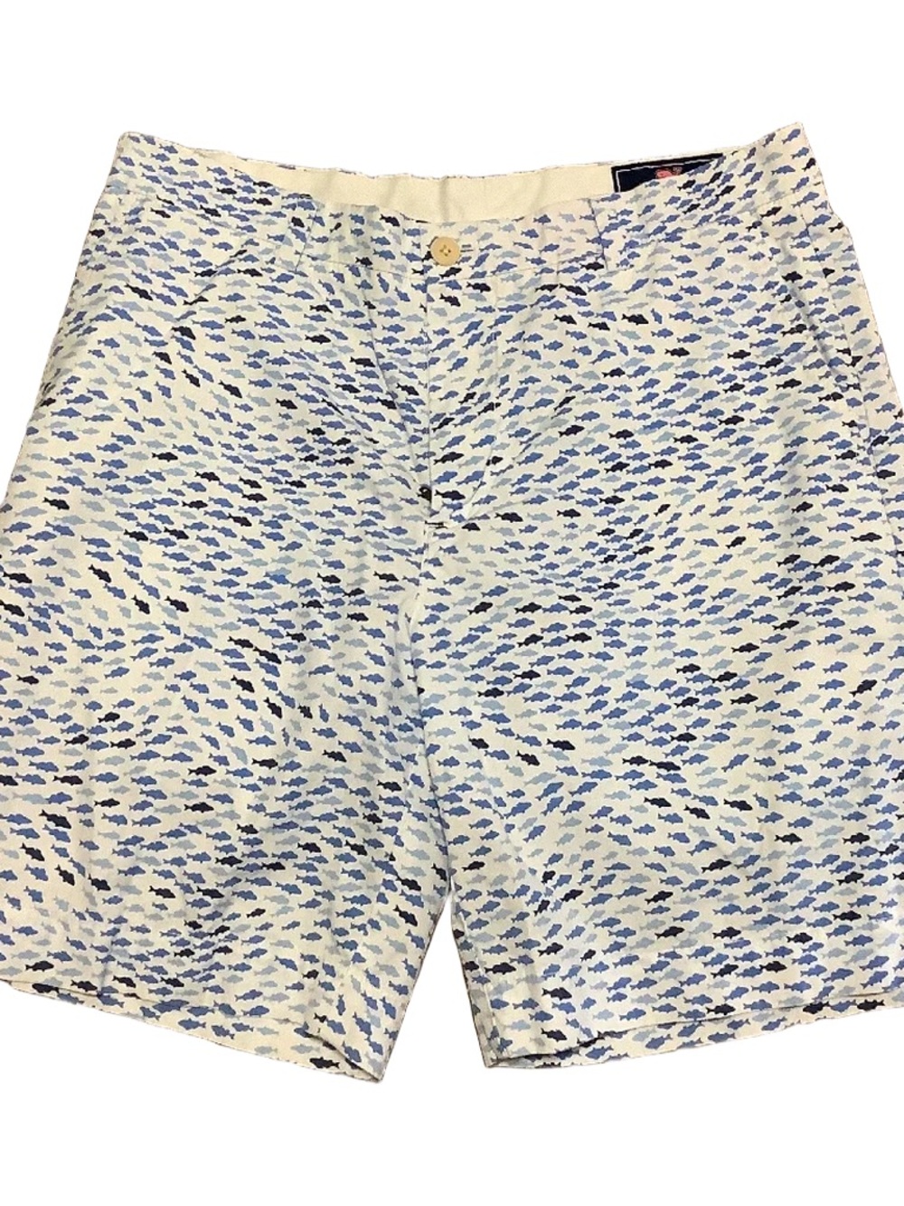 VINEYARD VINES Men's White Blue Breaker Shorts All Over Fish Print Size 34 - Picture 4 of 13